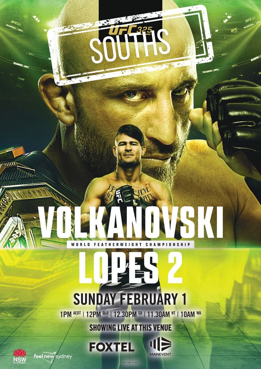 ufc at souths volkanovski vs lopes